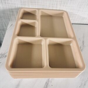 Vintage Melamine Cafeteria Trays Cambro USA Melmac Bundle Of 6 Lunch‎ Room Tan
